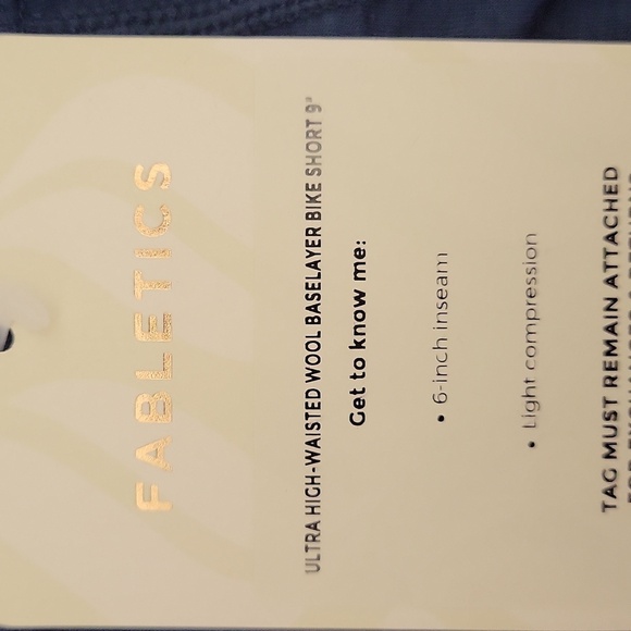 🛍Fabletics‎ Womens XXS Ultra High Waisted Wool Baselayer Bike Short 9" Blue NEW - Picture 8 of 9